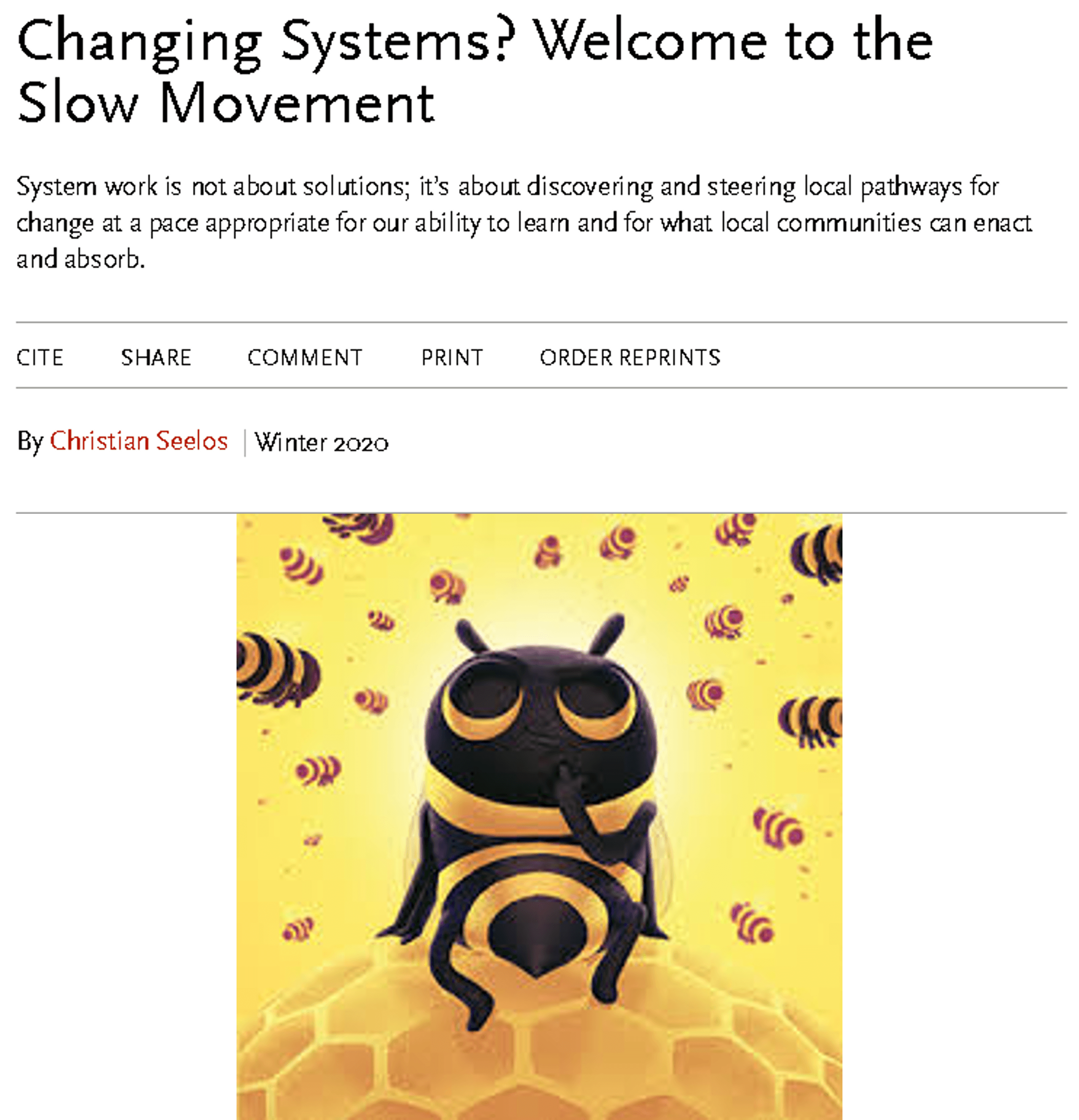 Changing Systems? Welcome to the Slow Movement